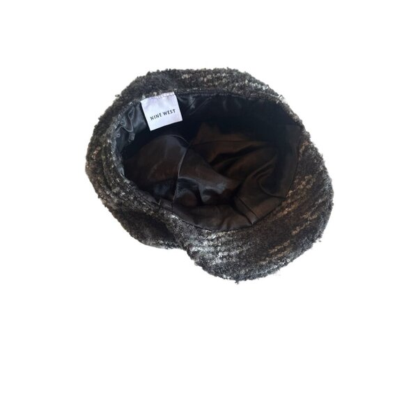 Nine West Womens Newsboy Cap Tweed Style Gray Black Wool Blend Lined - Picture 4 of 7